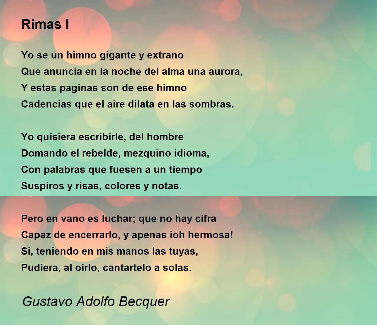 vídeo cartel León Rimas I - Rimas I Poem by Gustavo Adolfo Becquer