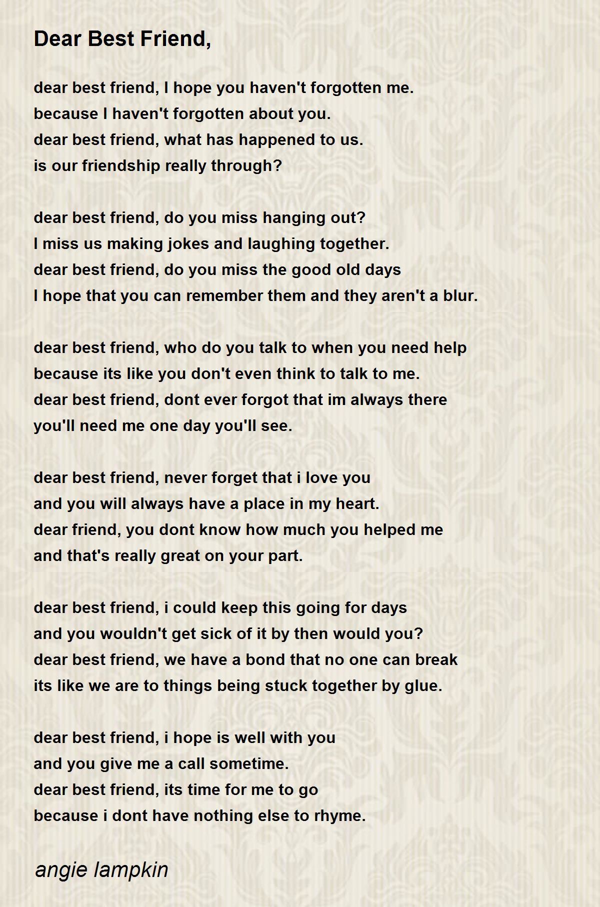 dear best friend poems