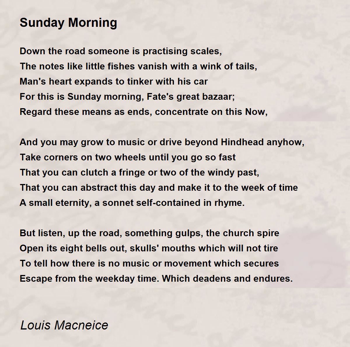 Sunday Morning - Sunday Morning Poem by Louis Macneice