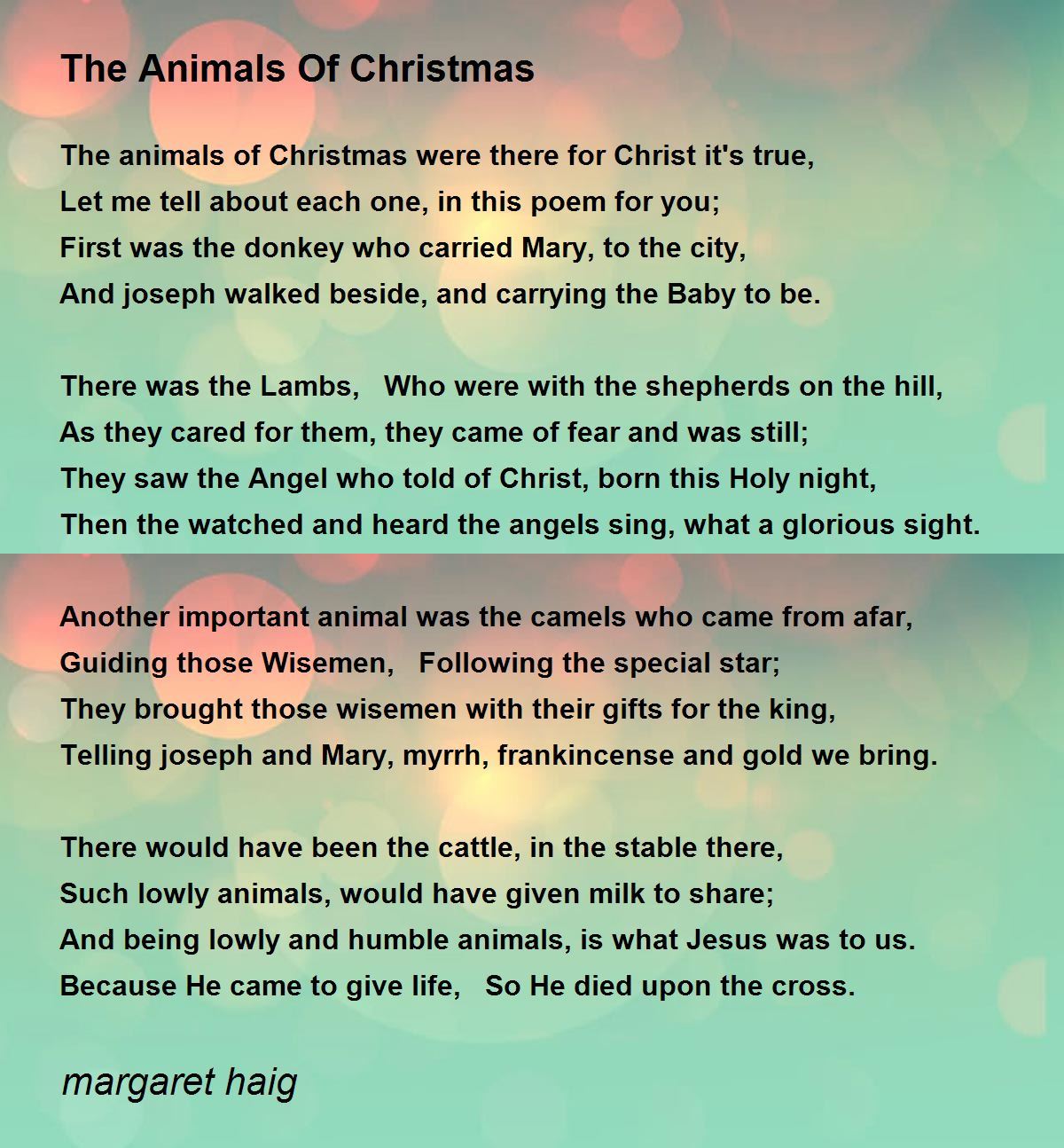 The Animals Of Christmas - The Animals Of Christmas Poem by margaret haig