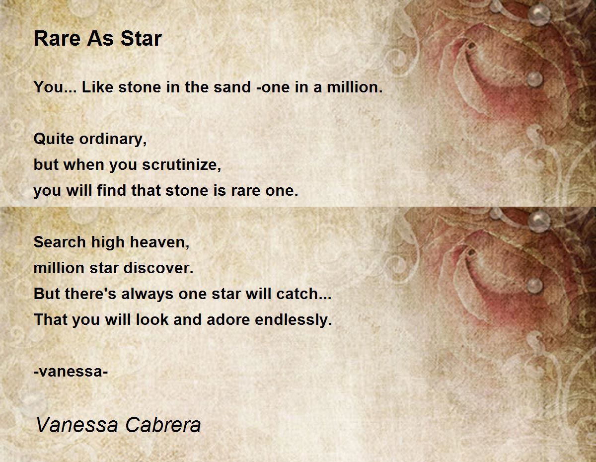 Rare As Star - Rare As Star Poem by Vanessa Cabrera