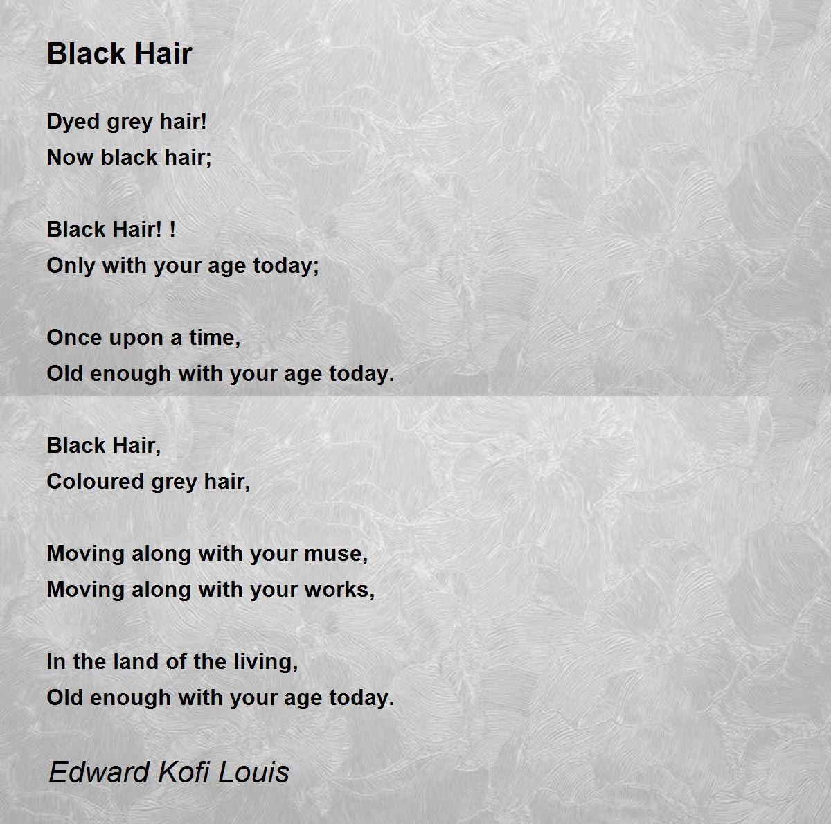Black Hair - Black Hair Poem by Edward Kofi Louis