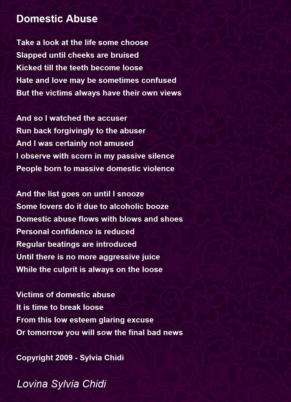 Domestic Abuse Poem By Sylvia Chidi