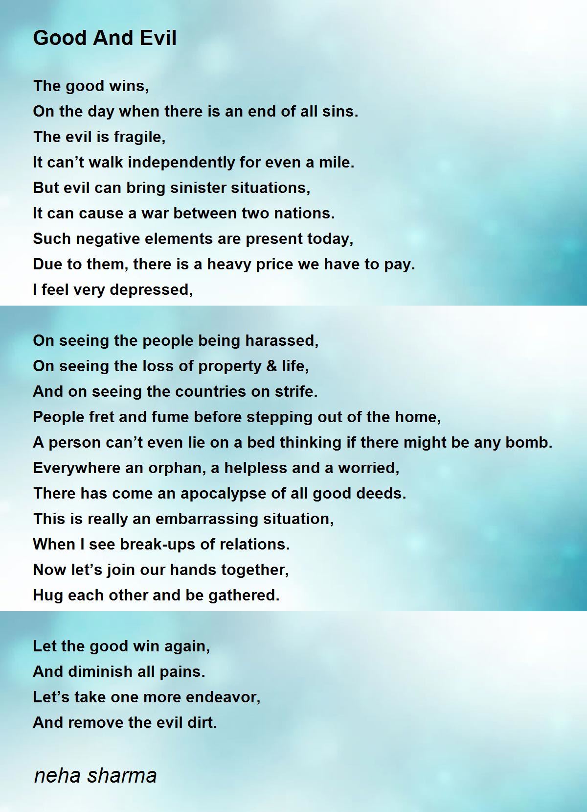 Good And Evil Poem By Neha Sharma