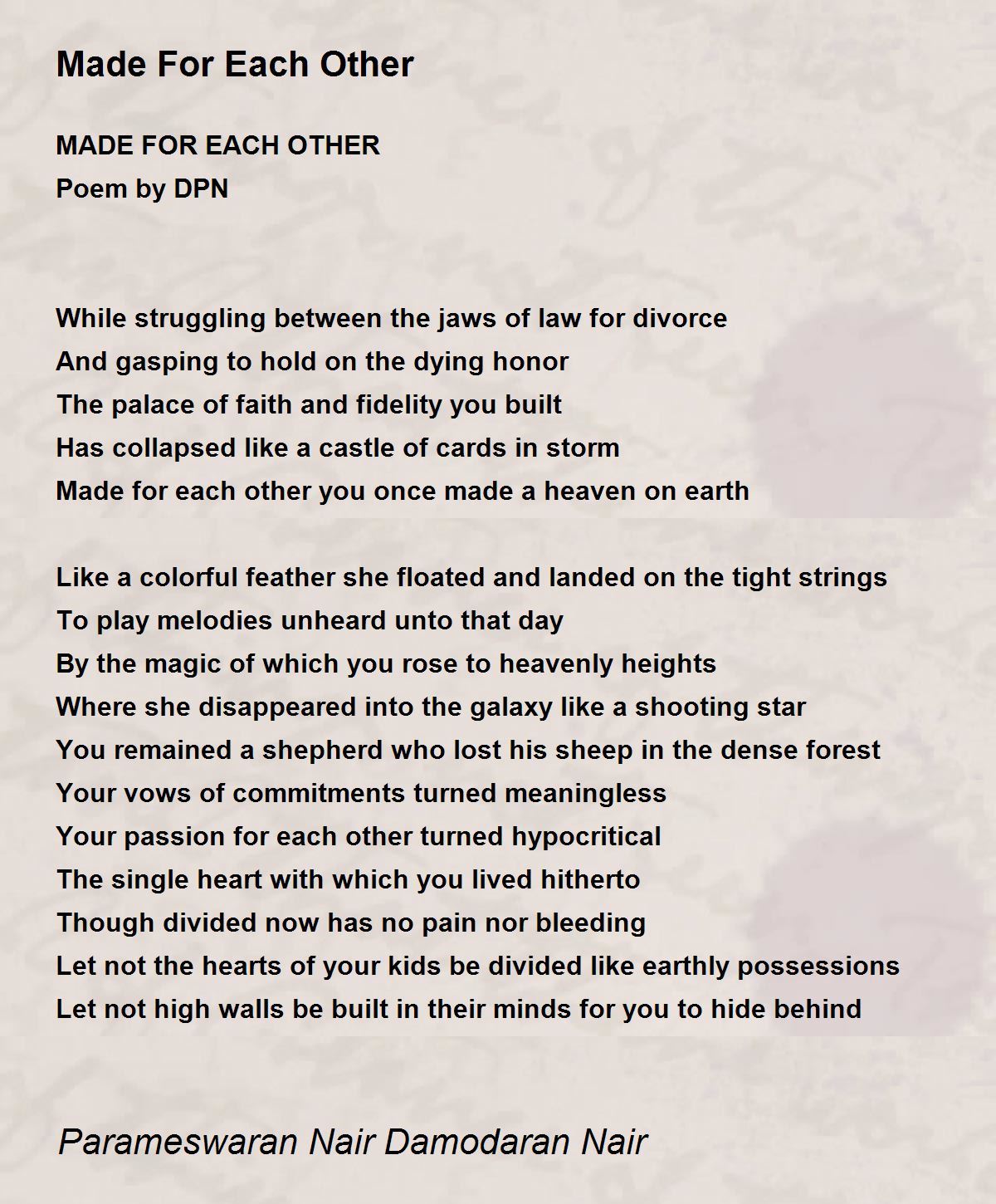 made for eachother poems