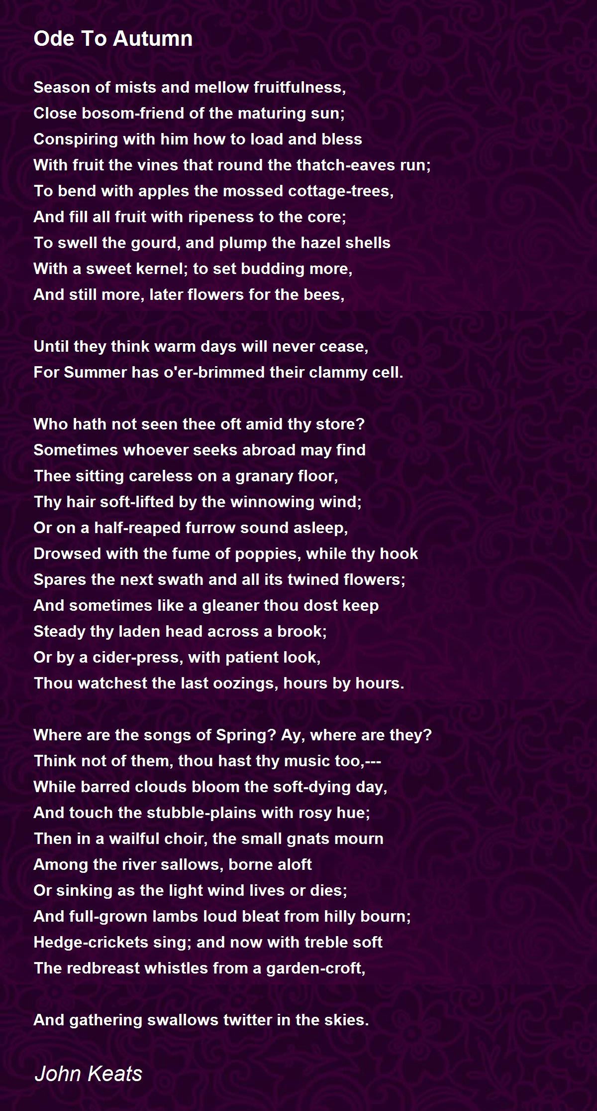 john keats poem ode to autumn