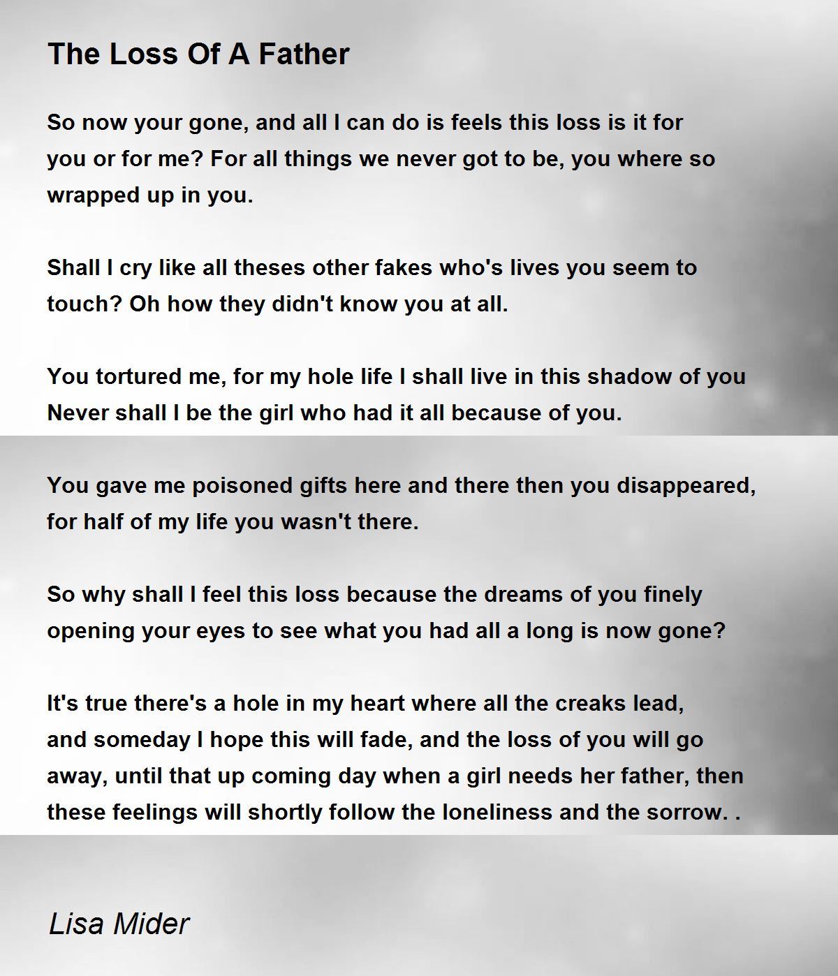 The Loss Of A Father Poem By Lisa Mider