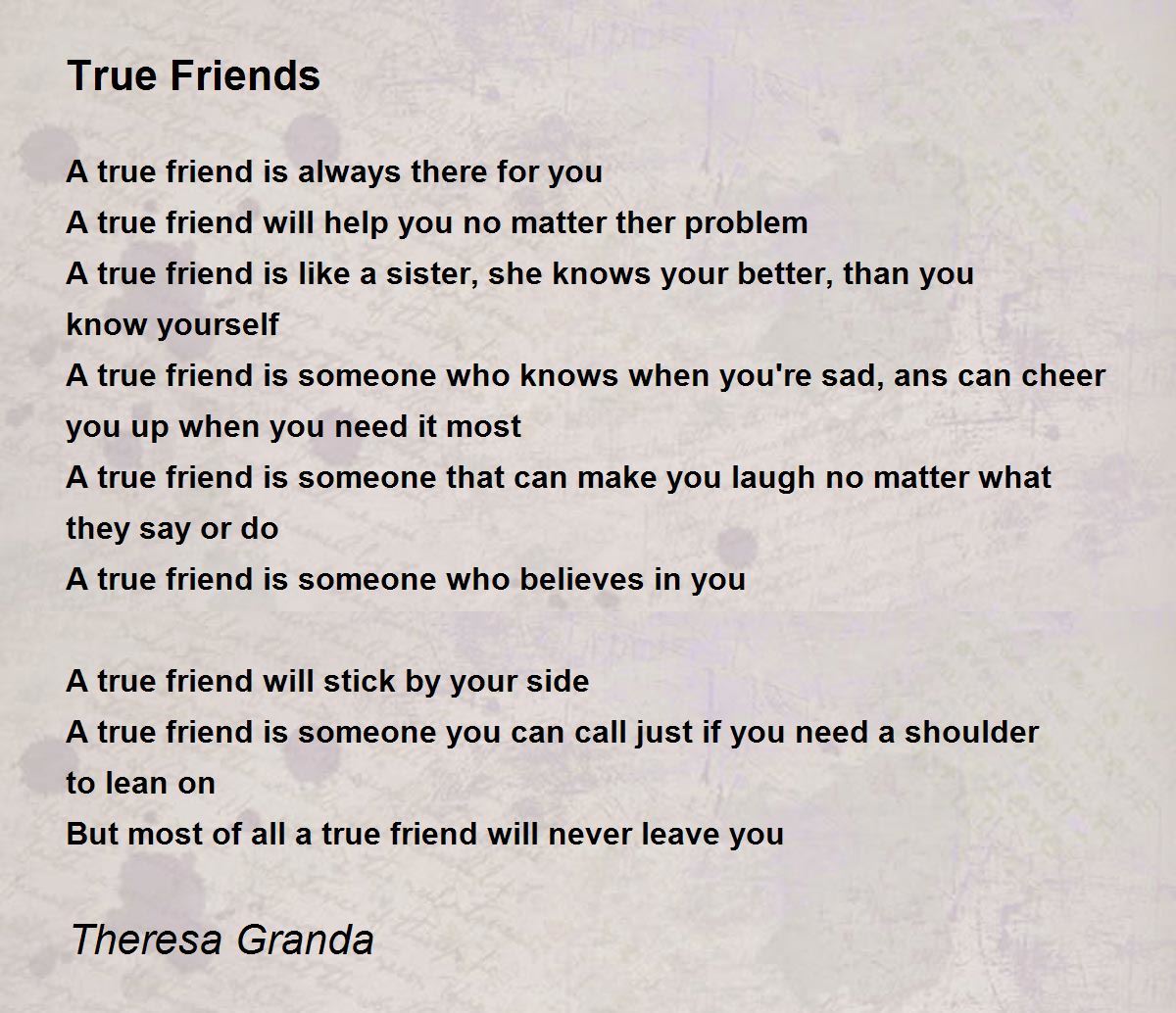 True Friends - True Friends Poem by Theresa Granda
