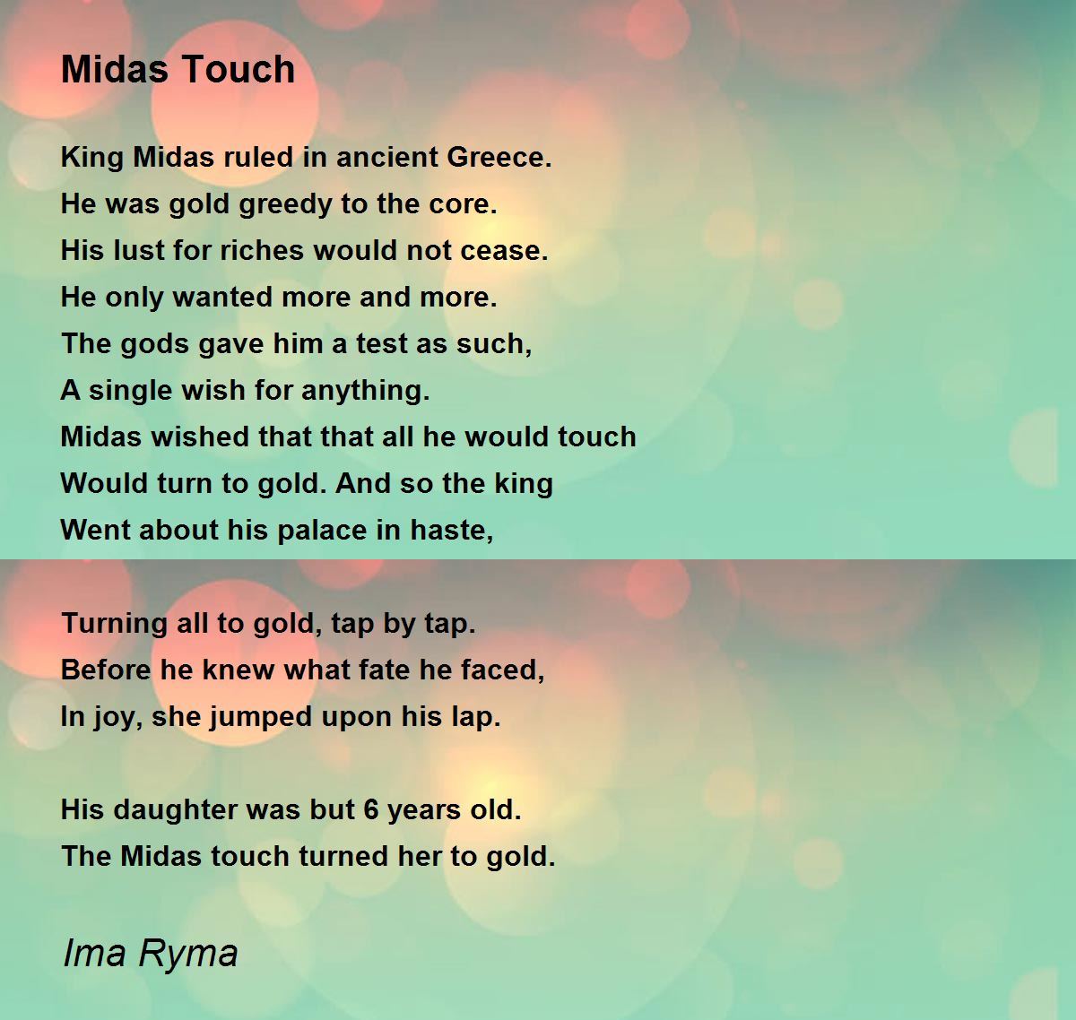 Midas Touch - Midas Touch Poem by Ima Ryma