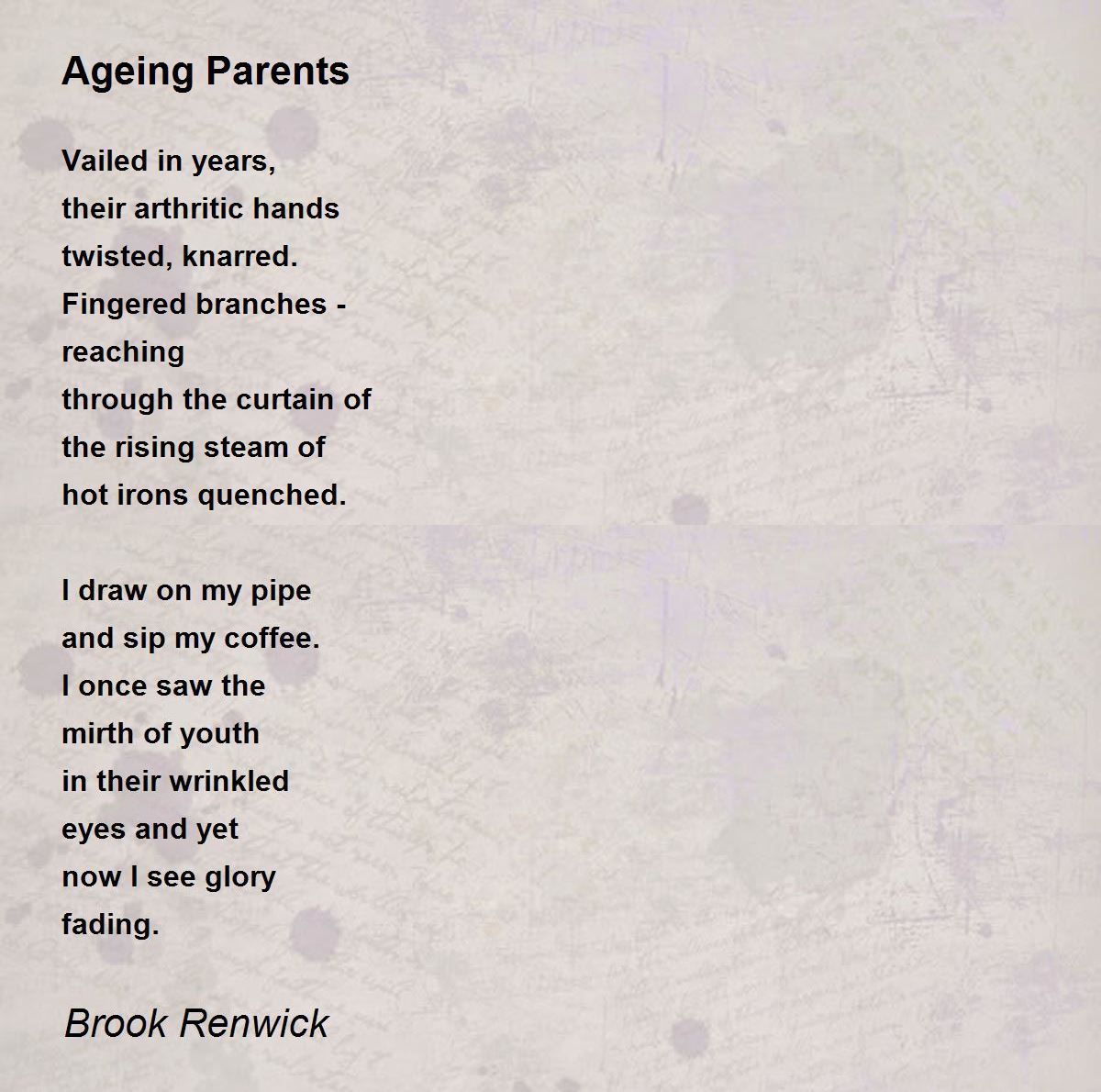 Ageing Pas Poem By Brooke Renwick