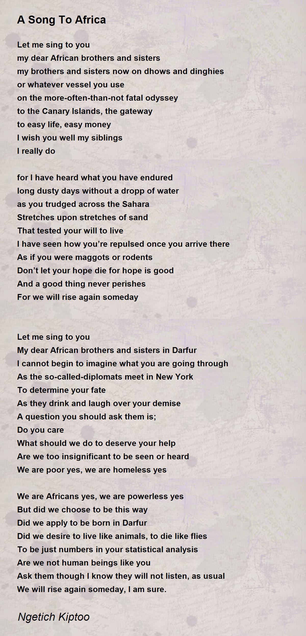 A Song To Africa - A Song To Africa Poem by Ngetich Kiptoo