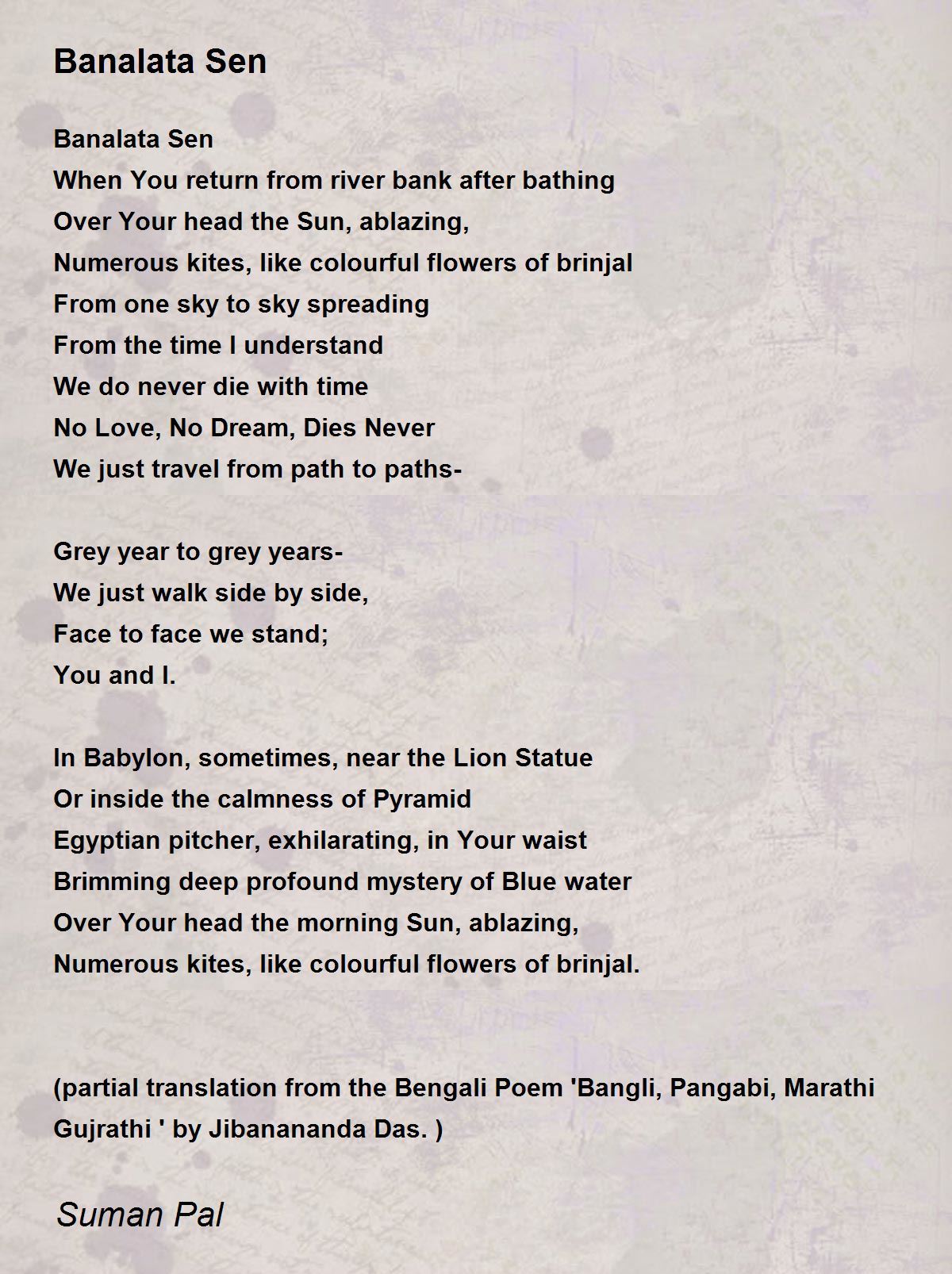 Banalata Sen: Translation From Bengali Poem By Jibanananda, 60% OFF