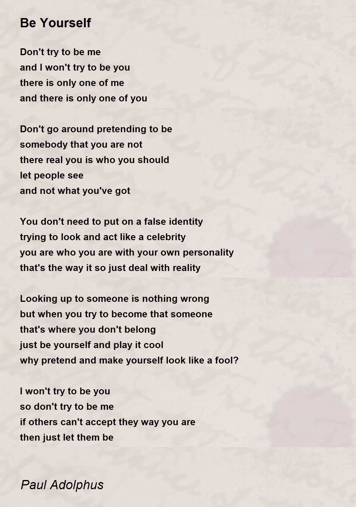 famous poems about being yourself