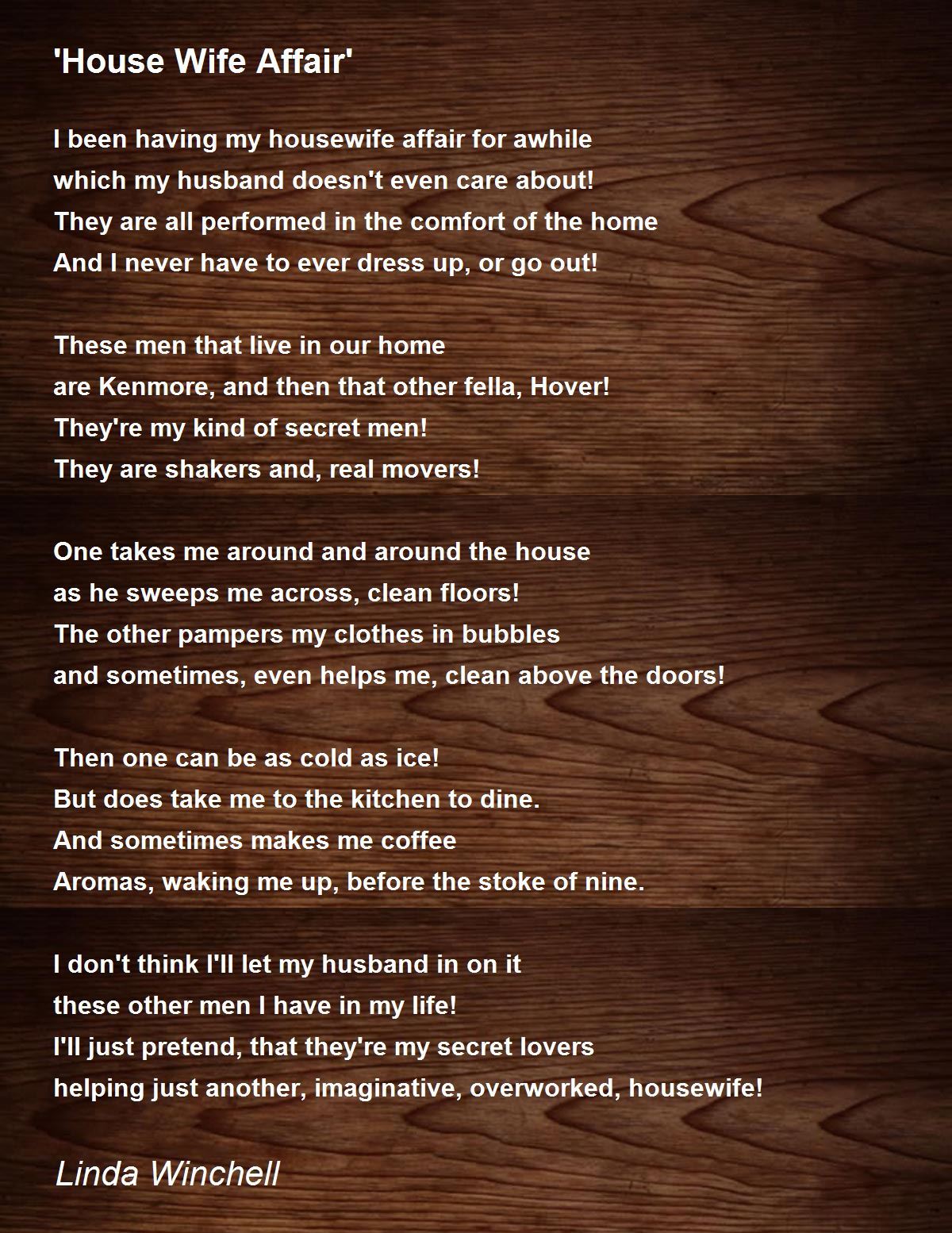 House Wife Affair Poem by Linda Winchell image