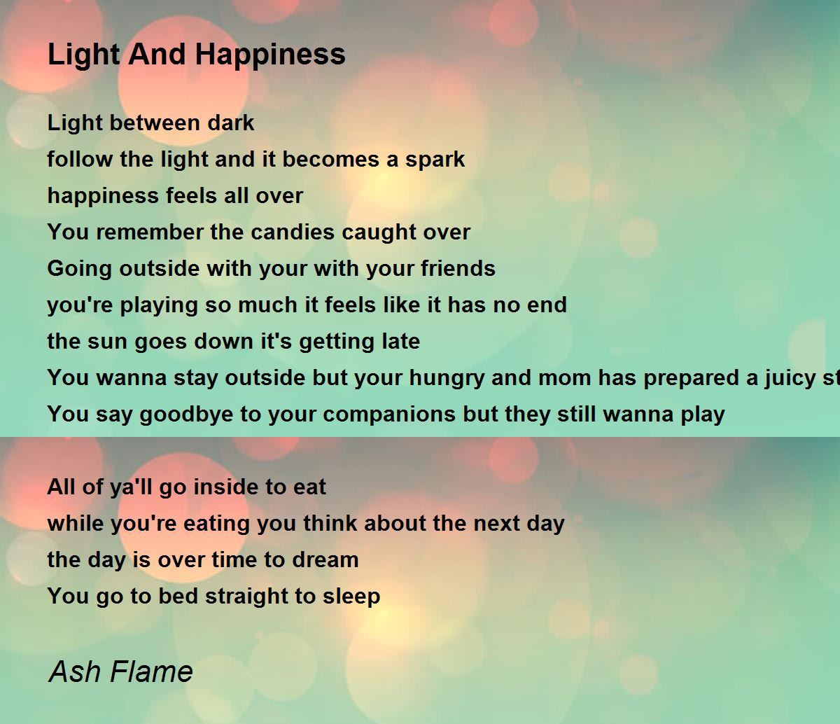 Light And - Light And Happiness Poem Ash Flame