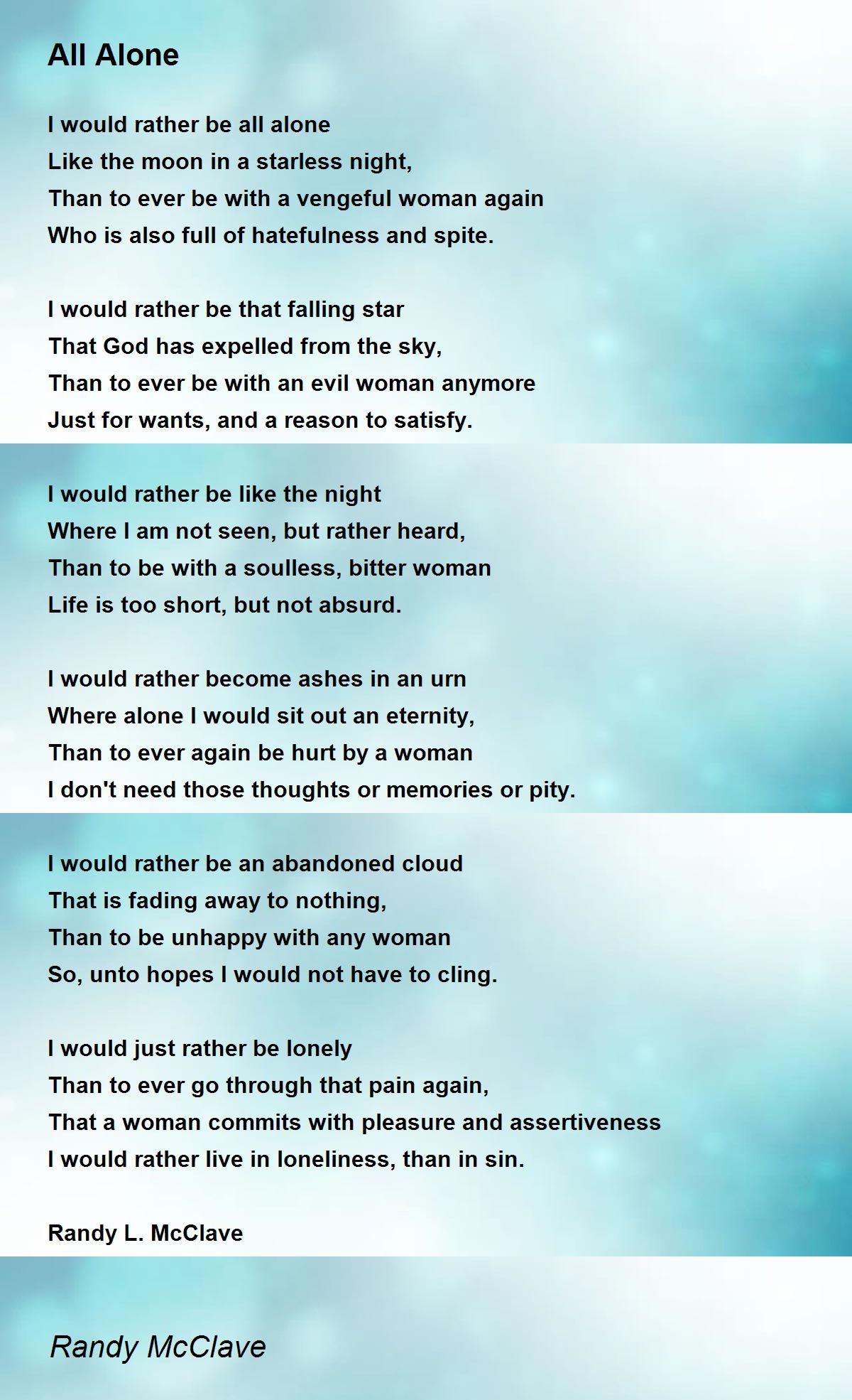 Alone (Lyrics) - Alone (Lyrics) Poem by Sharon 333