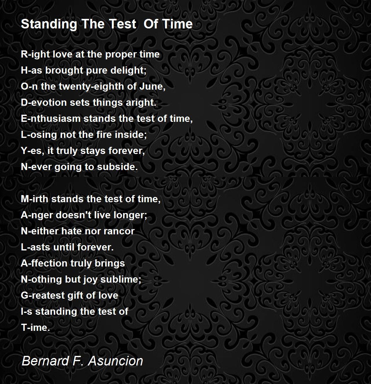 Standing The Of - Standing The Test Of Time Poem Bernard F. Asuncion