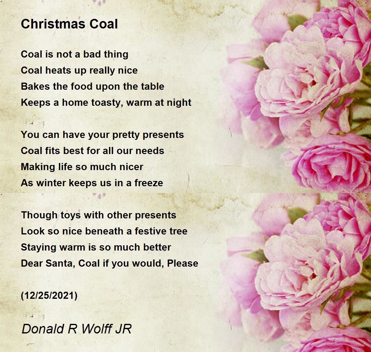 coal for christmas poem