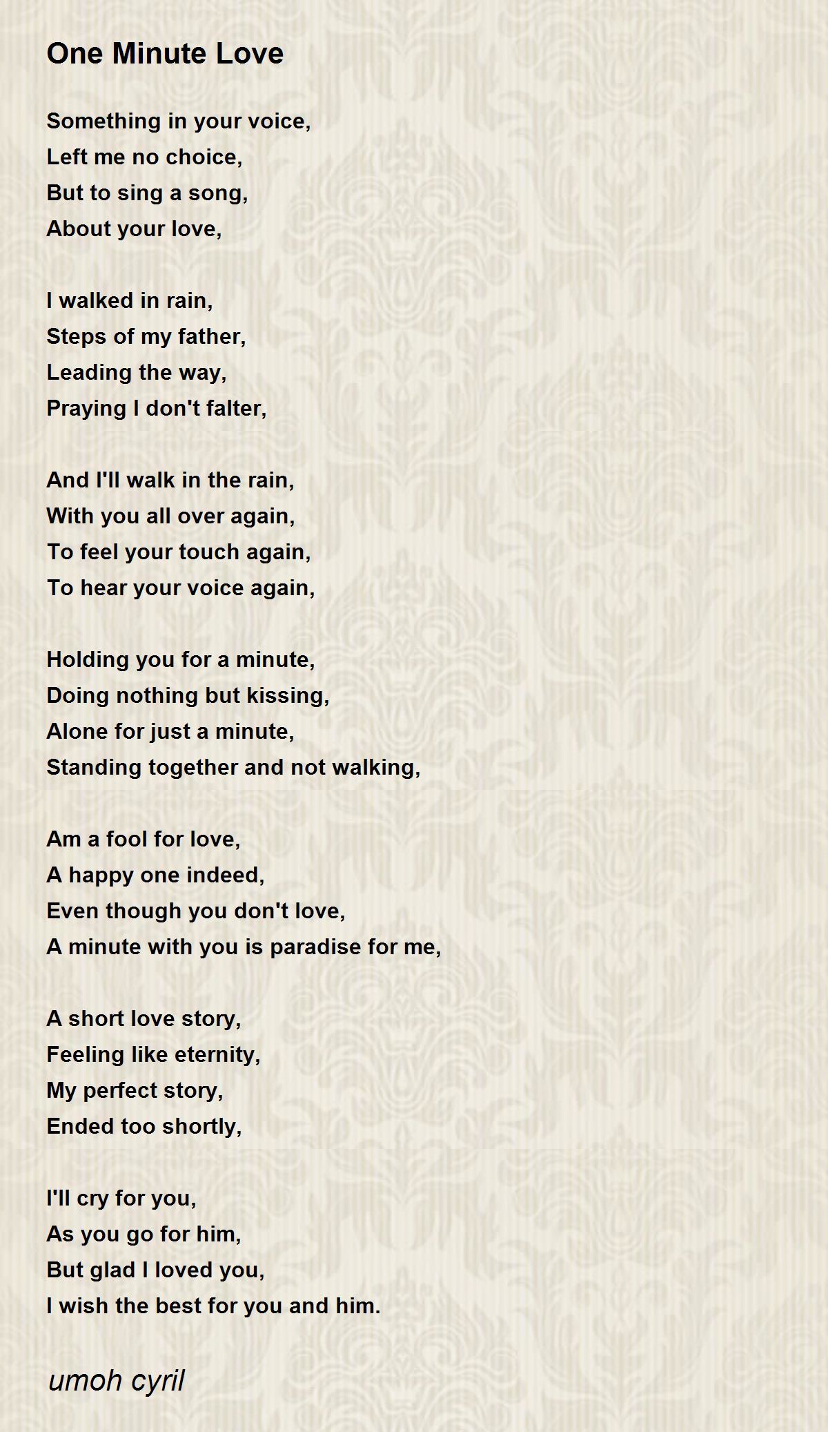 One Minute Love Poem By Umoh Cyril