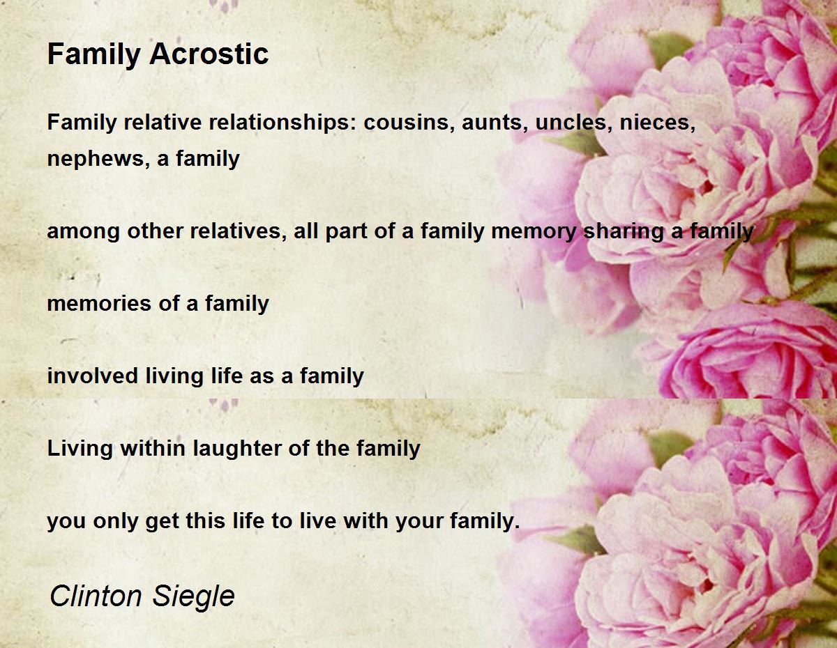 Family Acrostic Poem Examples