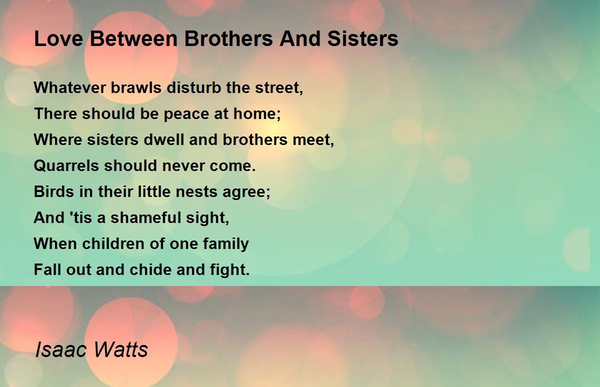 Brothers And Sisters Love Poems