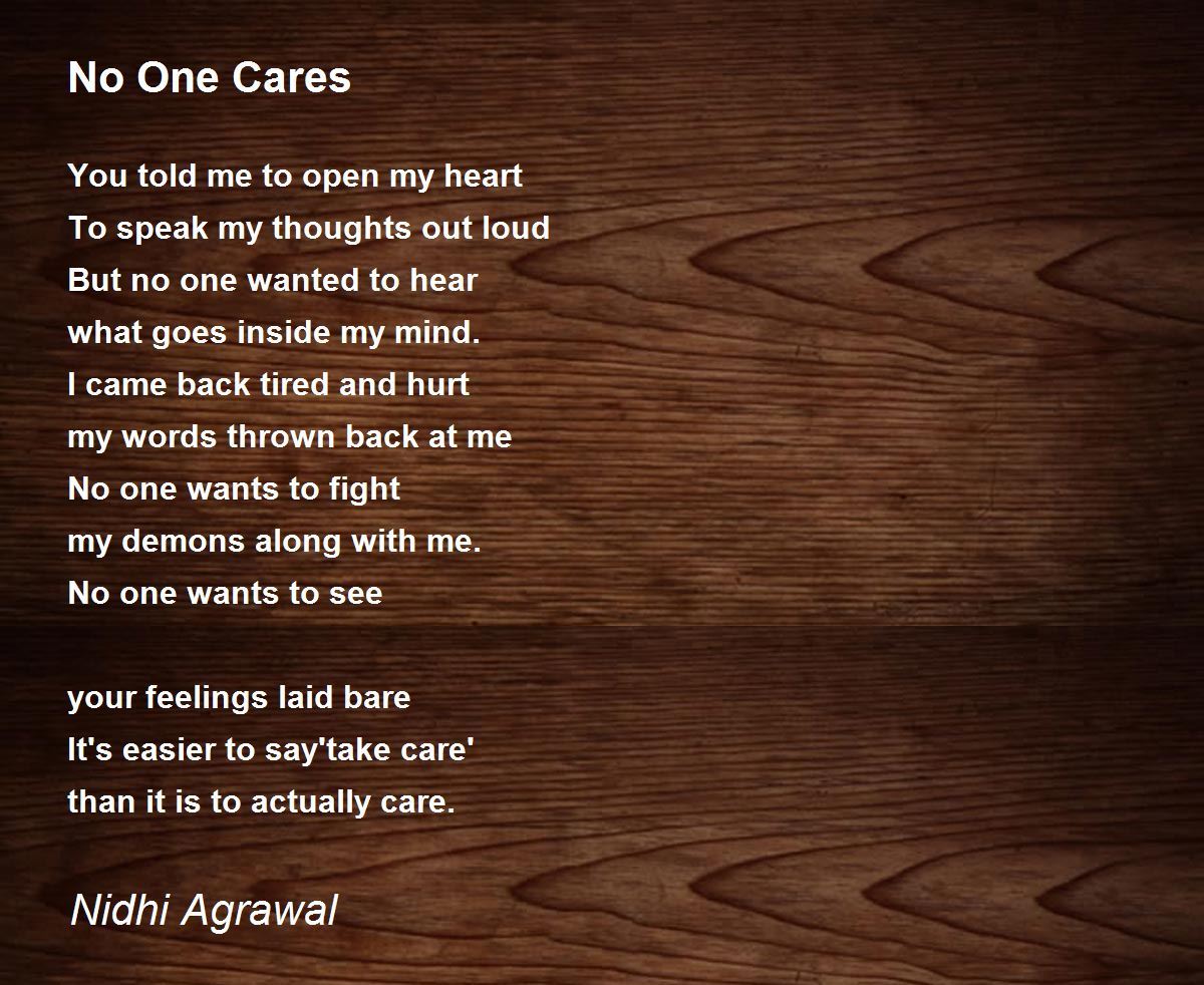 No One Cares - No One Cares Poem by Nidhi Agrawal