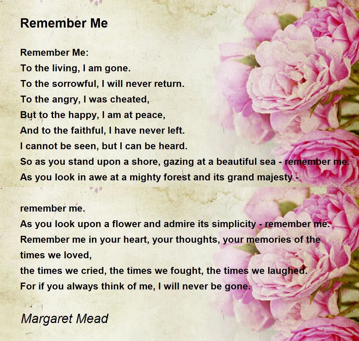 Remember Me Poems For Funerals | Sitedoct.org