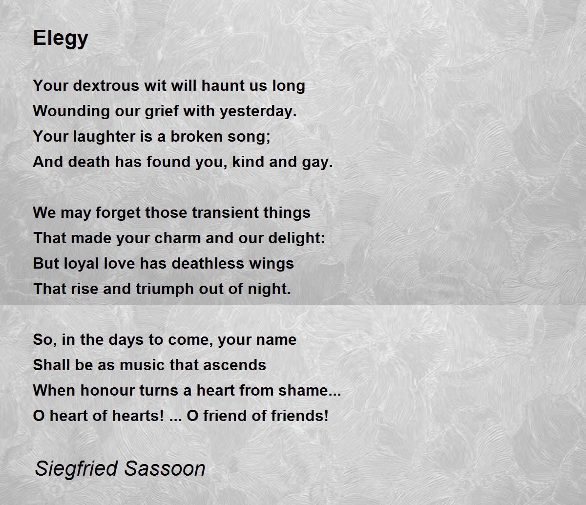 Elegy - Elegy Poem by Siegfried Sassoon