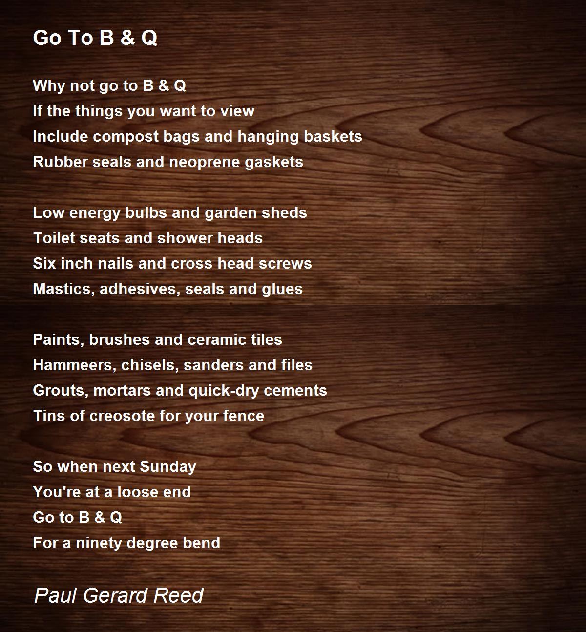 Go To B Q Poem By Paul Reed