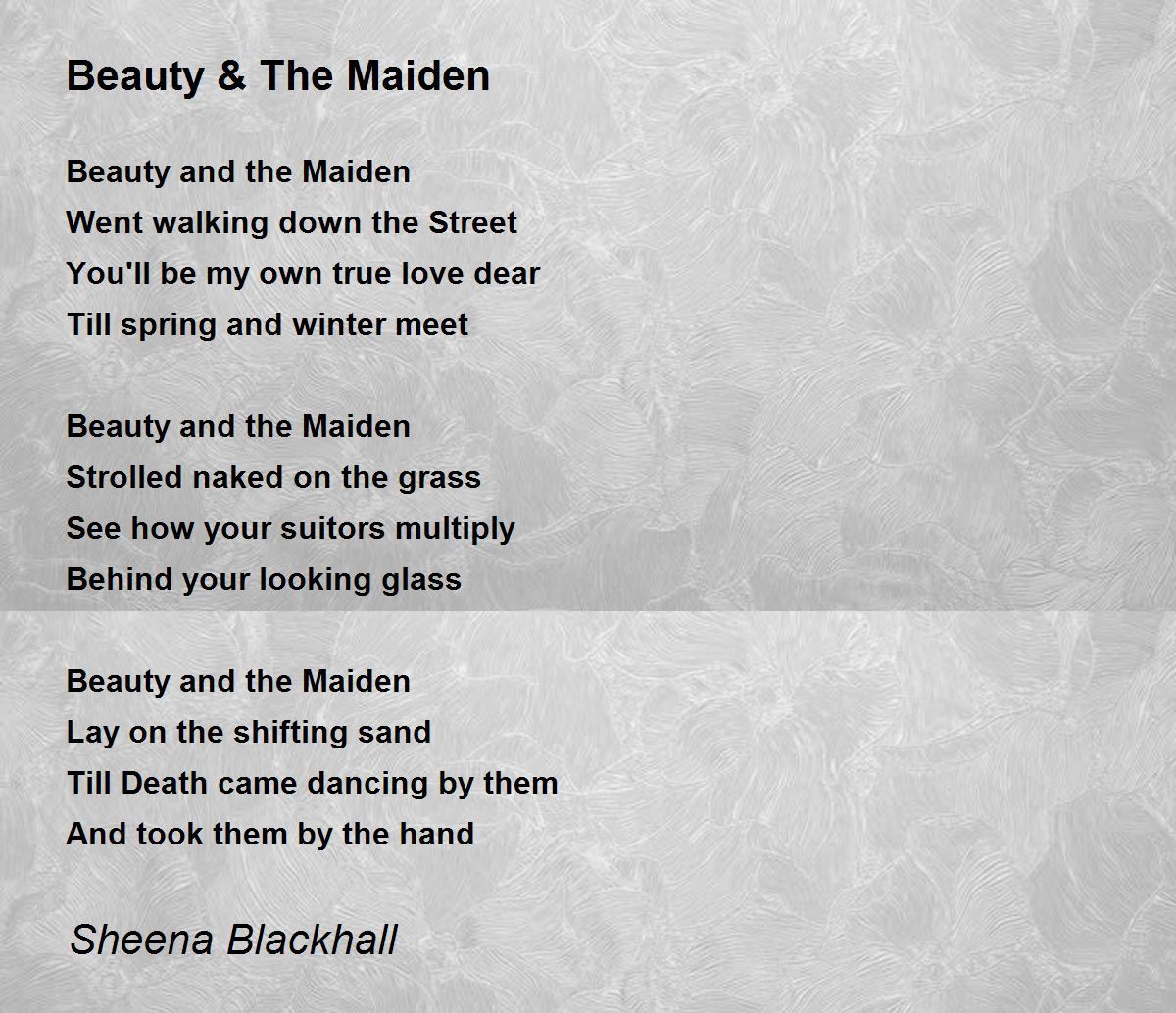 Beauty & The Maiden - Beauty & The Maiden Poem by Sheena Blackhall