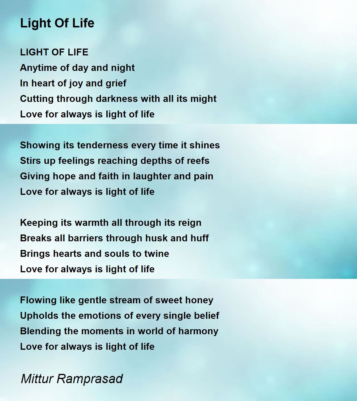 Light Of - Light Of Life Poem Ramprasad