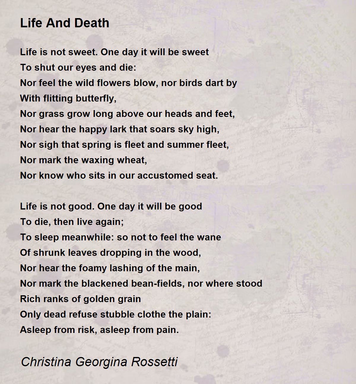 poems about death and life