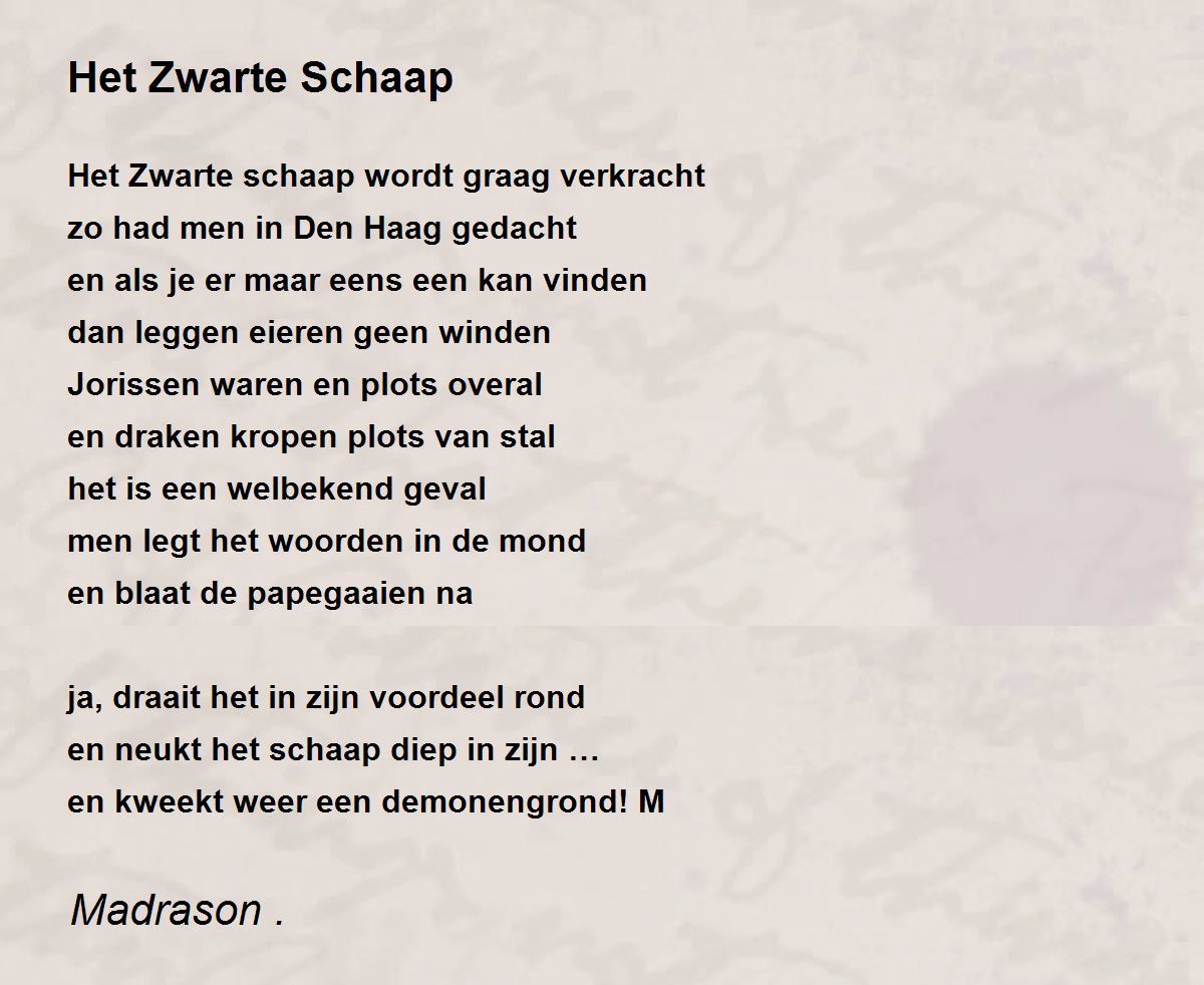 Het Zwarte Schaap - Het Zwarte Schaap Poem by Madrason .