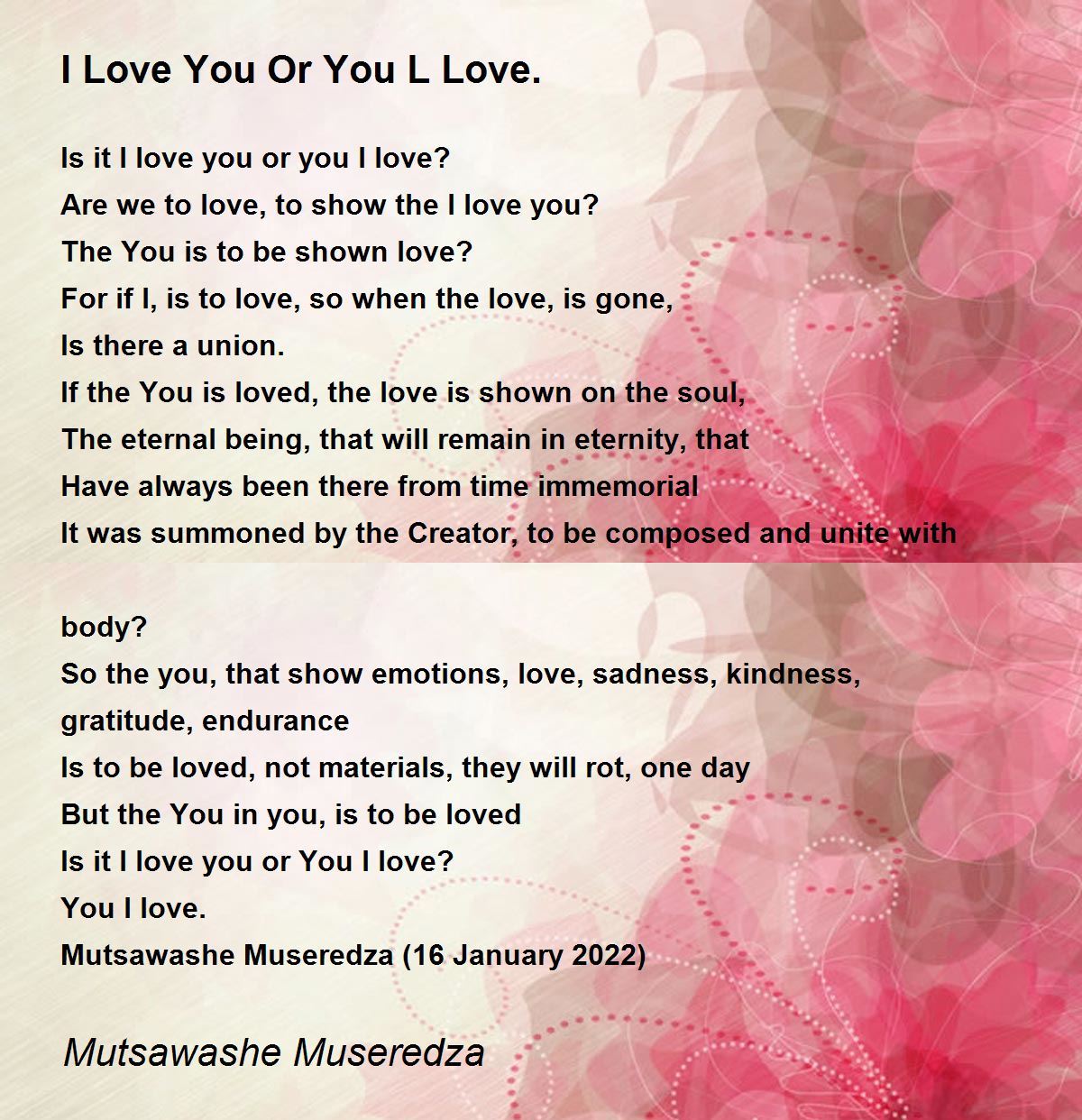 I Love You Or You L Love. - I Love You Or You L Love. Poem by ...