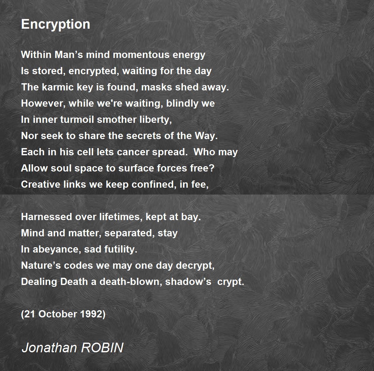 Encryption - Encryption Poem by Jonathan ROBIN