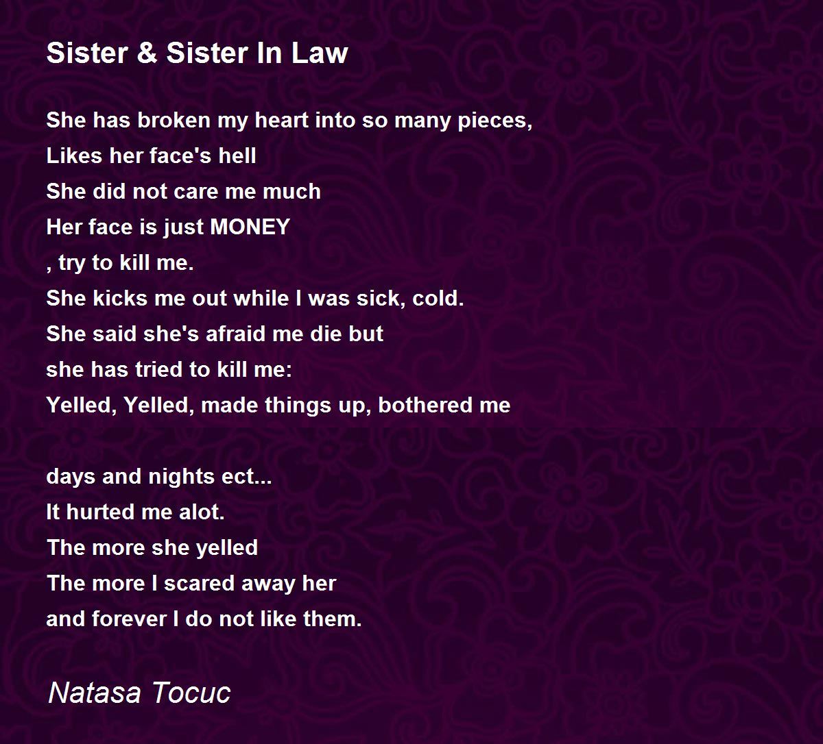 Sister In Law Poem By Natasa To