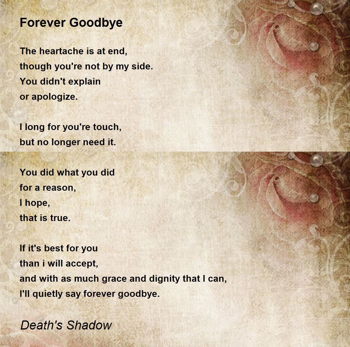 Forever Goodbye - Forever Goodbye Poem by Death's Shadow
