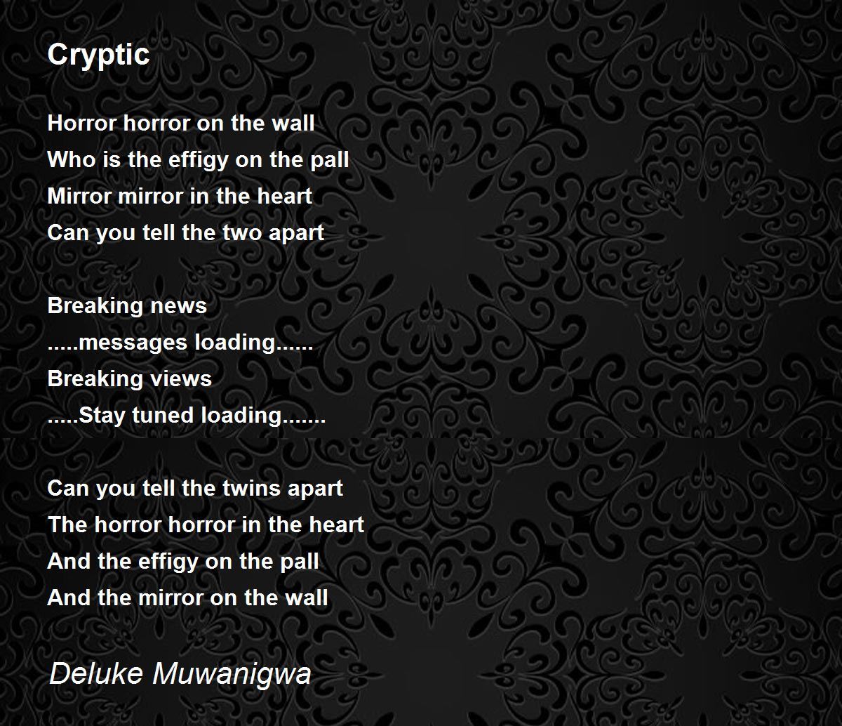 poetry - O Cryptic! My Cryptic! - Puzzling Stack Exchange