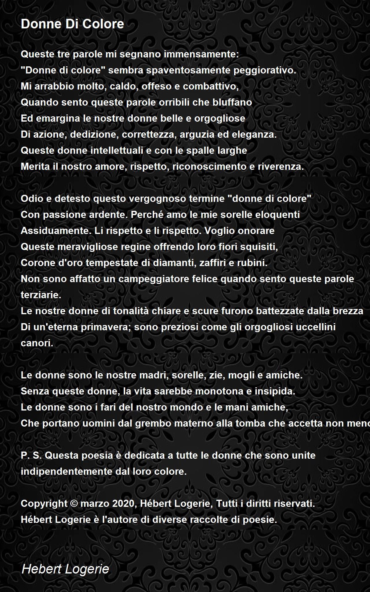 Donne Di Colore - Donne Di Colore Poem by Hebert Logerie