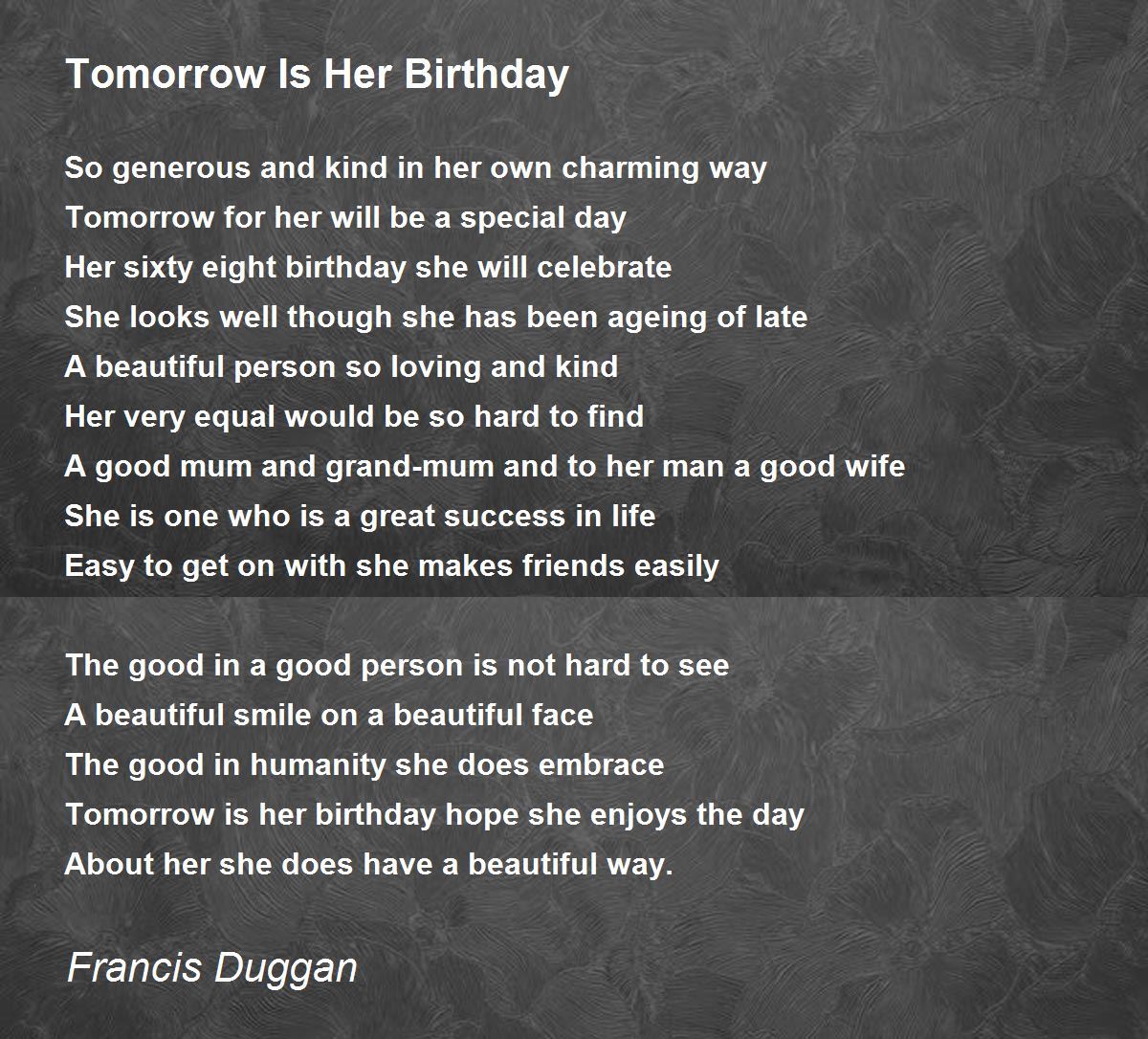 Tomorrow Is Her Birthday - Tomorrow Is Her Birthday Poem by ...