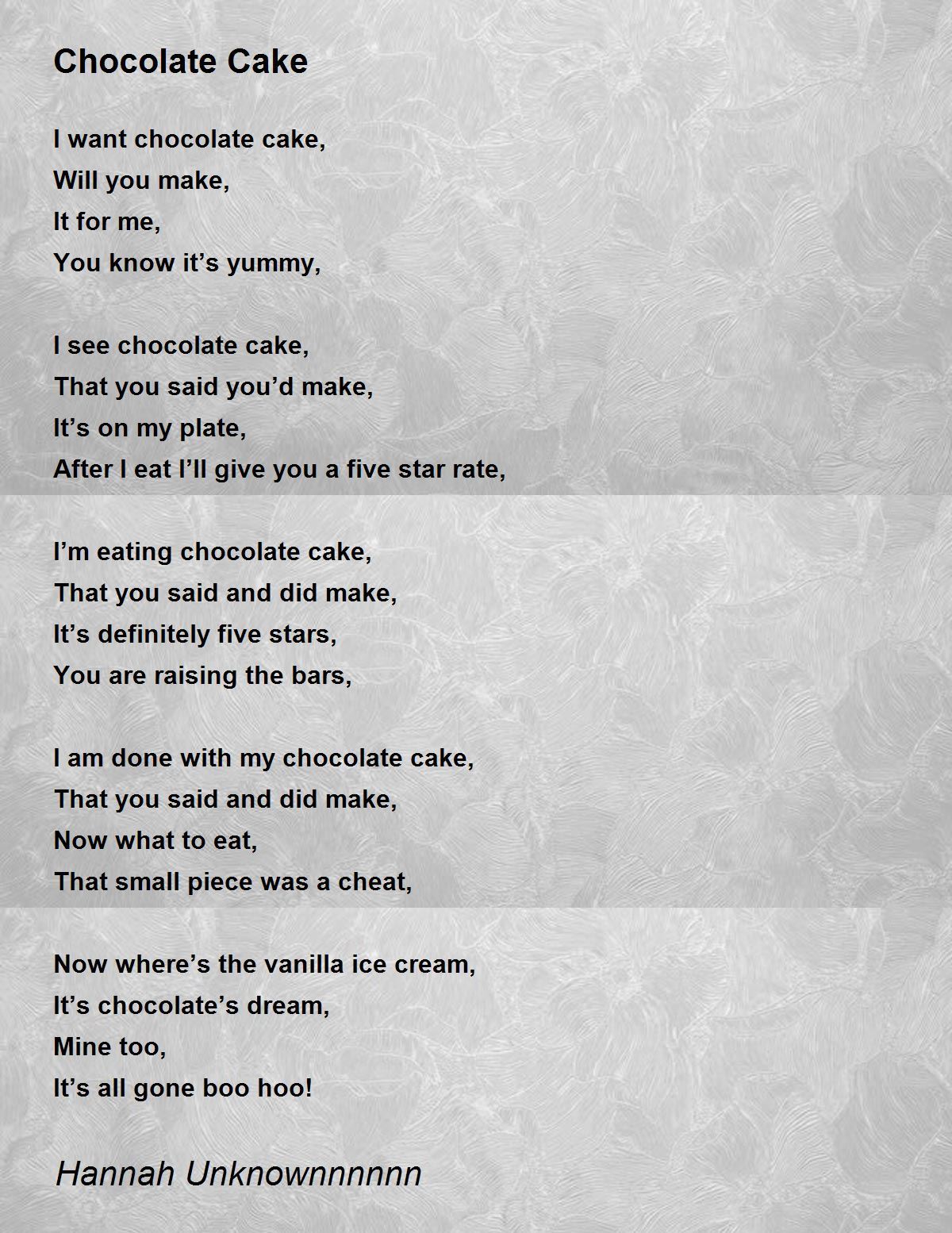 Chocolate Cake Poem Template (teacher made) - Twinkl