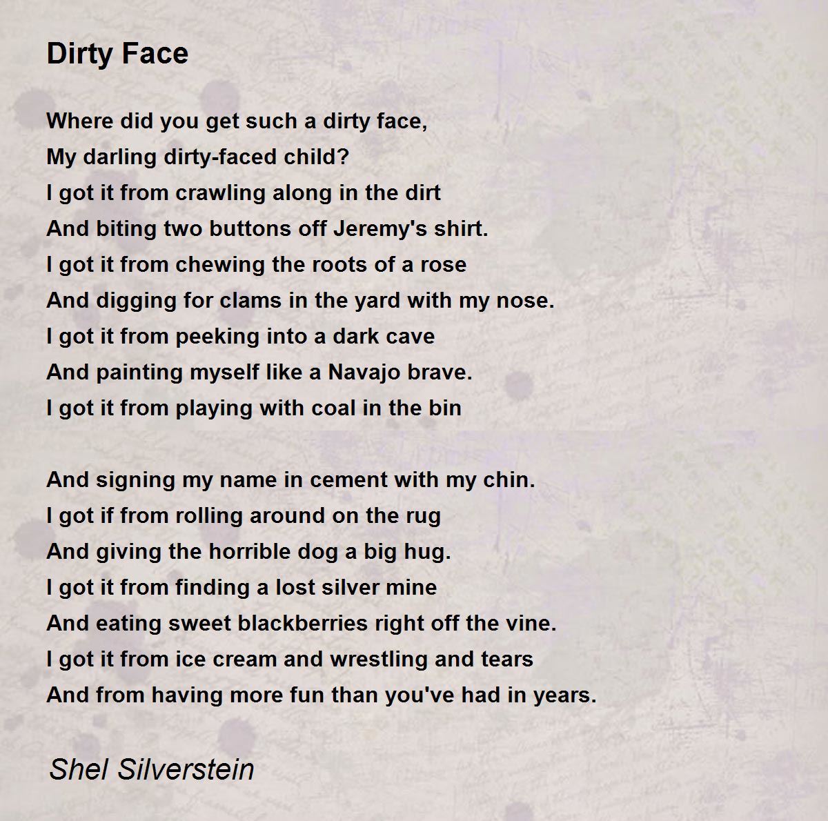 Dirty Face - Dirty Face Poem by Shel Silverstein