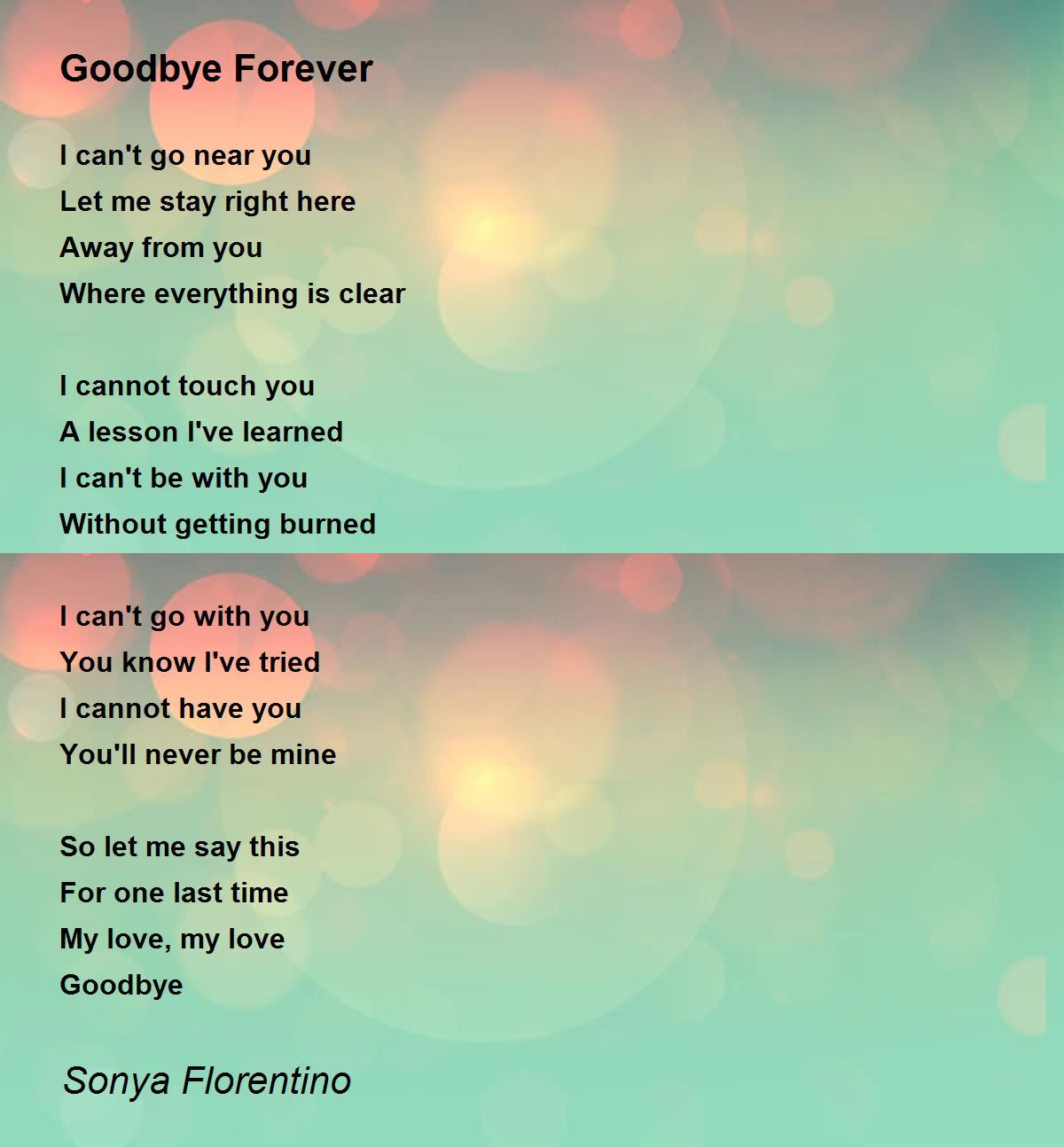 Goodbye Forever - Goodbye Forever Poem by Sonya Florentino