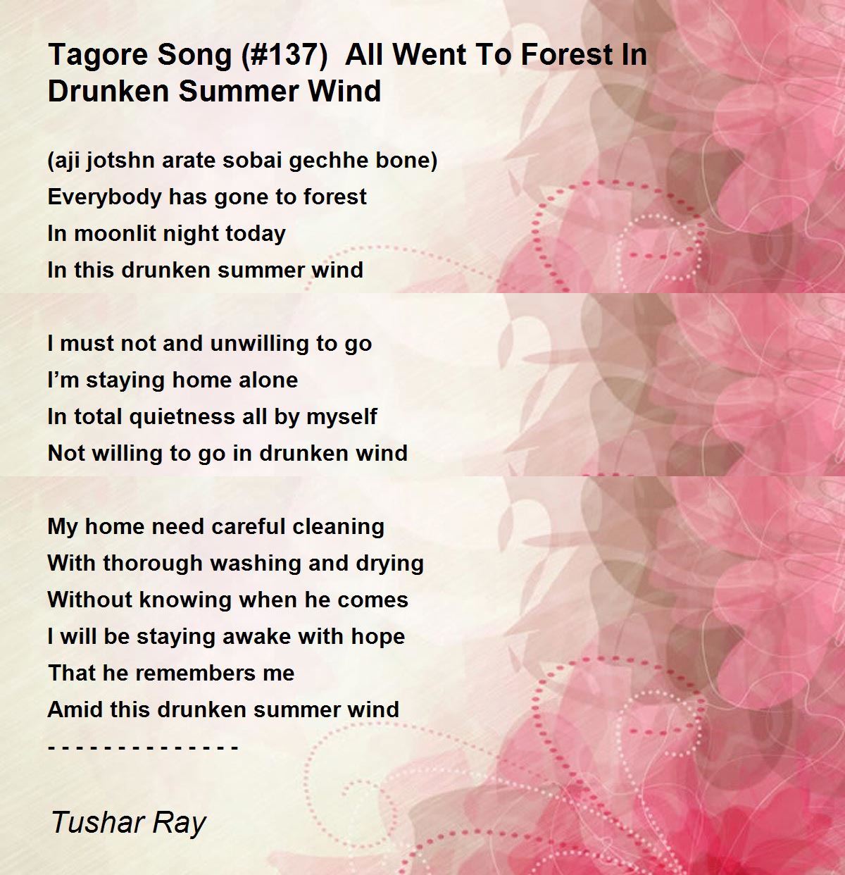 Tagore Song (#79) Beyond The Boundary Of Life And Death - Tagore Song (#79) Beyond  The Boundary Of Life And Death Poem by Tushar Ray