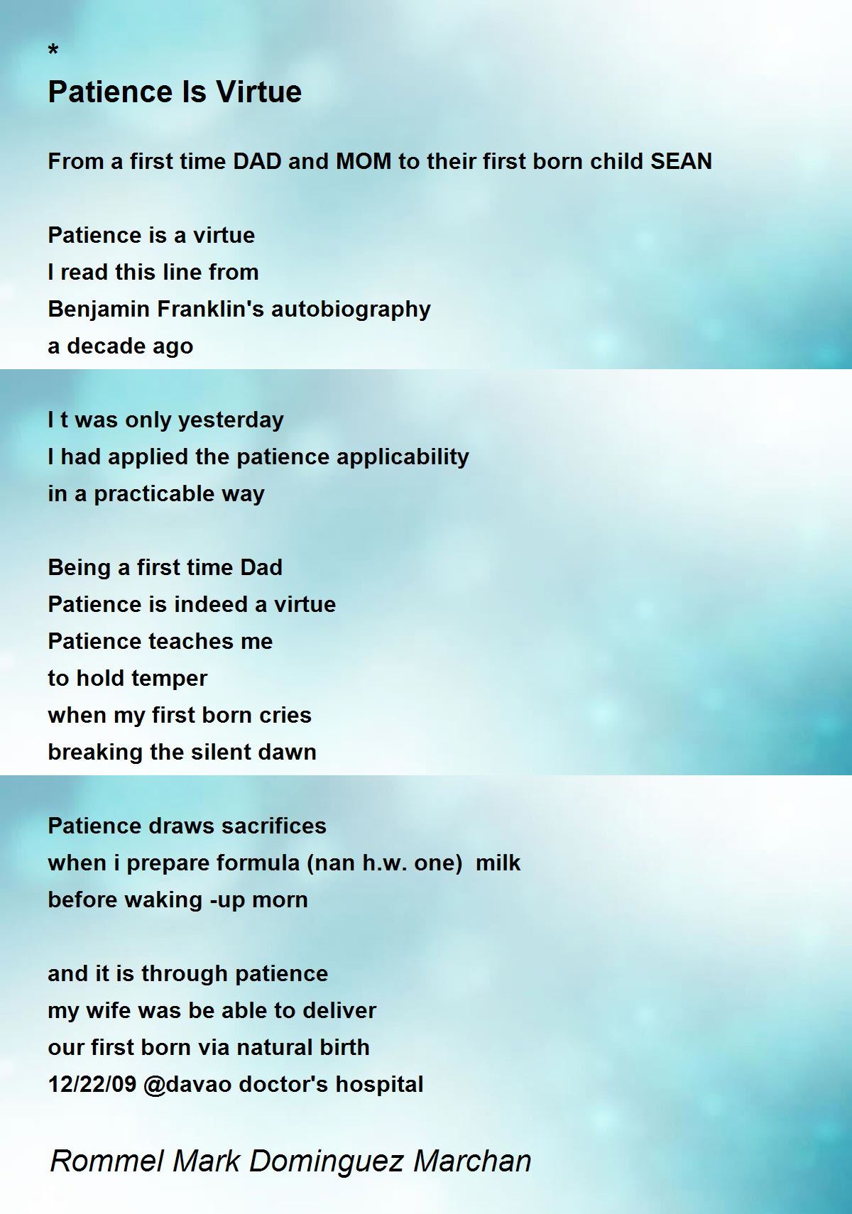 Patience Is Virtue Poem By Rommel Mark