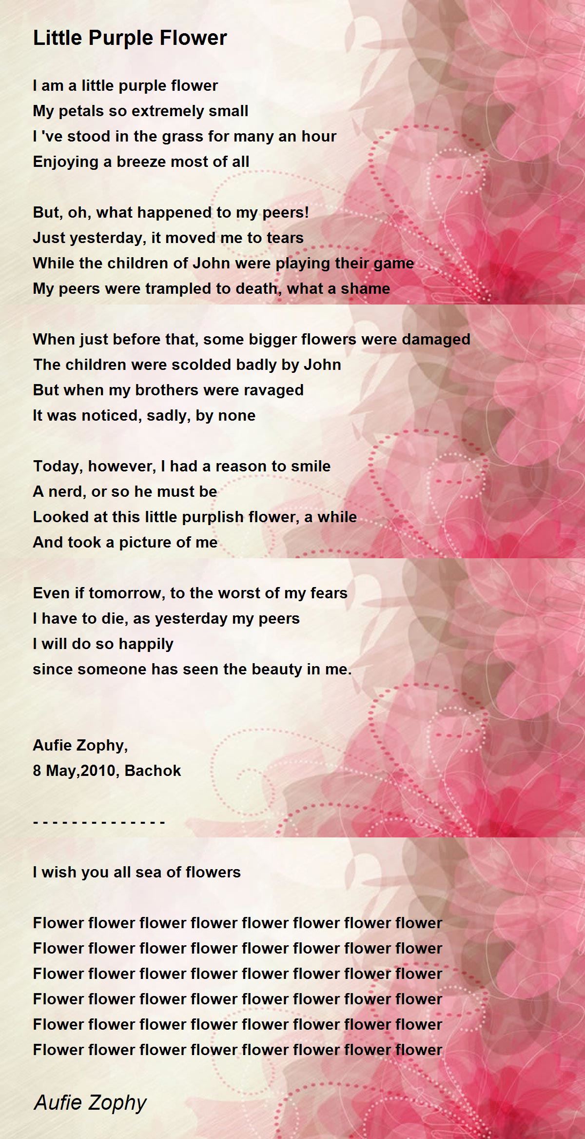 Little Purple Flower Poem By Aufie Zophy