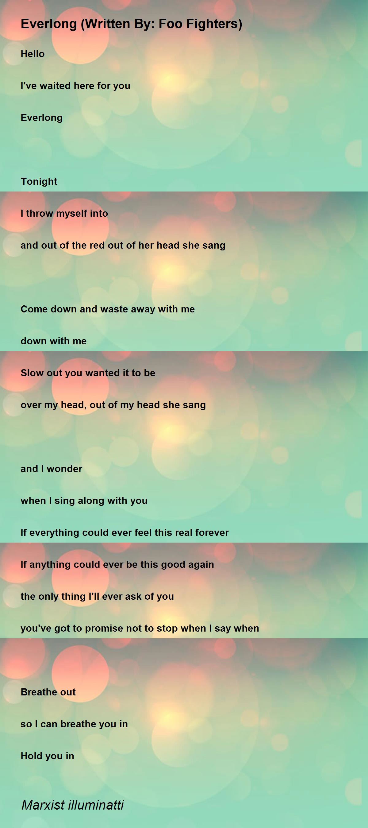 Everlong- Foo Fighters  Foo fighters lyrics, Everlong lyrics, Foo fighters  everlong