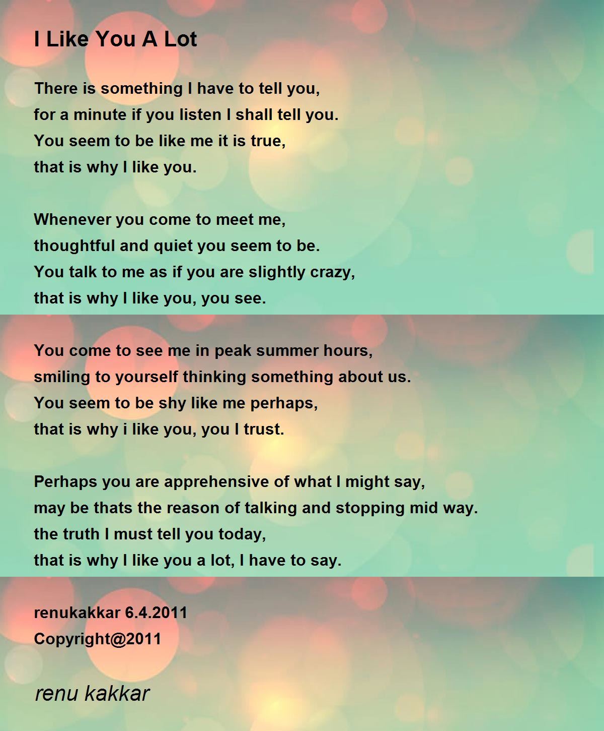 I Like You A Lot - I Like You A Lot Poem by Renu Kakkar