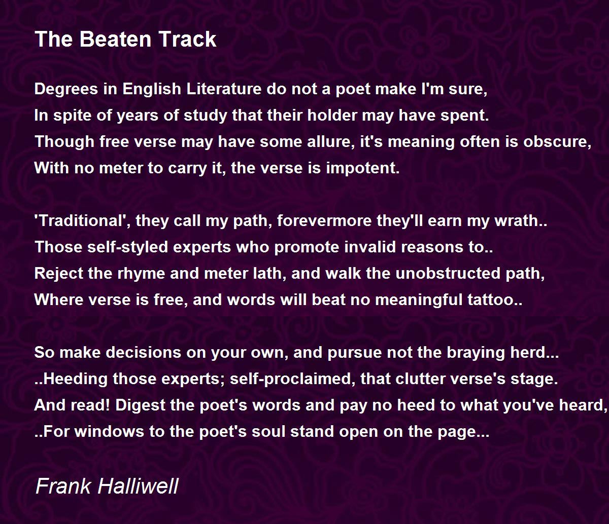 Titicacasøen Derive Henfald The Beaten Track - The Beaten Track Poem by Frank Halliwell