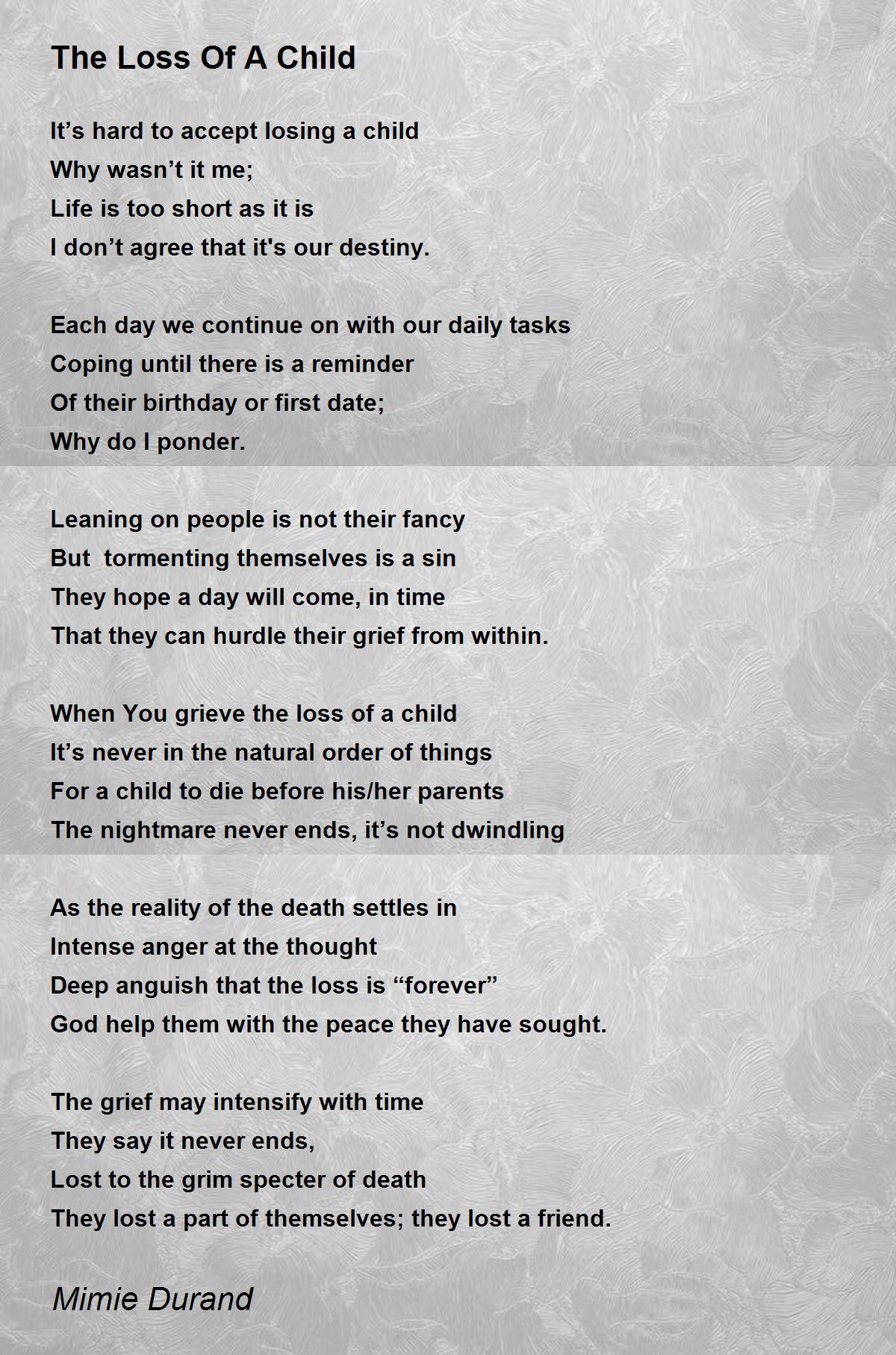 poems about death of a child